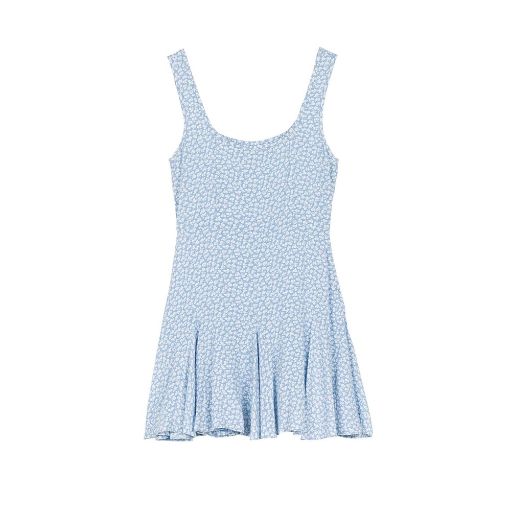 💋SOLD💋✨🪷🩵DÔEN ‘Porto’ Viscose Tank Short Mini Dress Cerulean Hillside Bloom - Picture 11 of 15